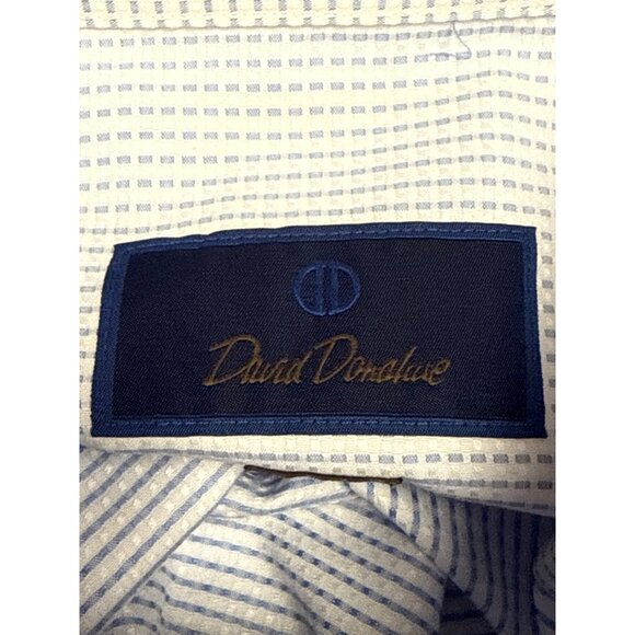 David Donahue Men's Dress Shirt White Blue Micro Dot 15.5 Neck  32/33 Sleeve NEW - Picture 8 of 12